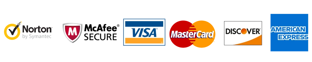 Visa, Mastercard, Amex, Discover, PayPal